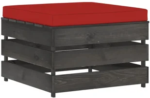 vidaXL Modułowy stołek z poduszką impregnowane na szaro drewno 3068138 - Pufy i podnóżki - miniaturka - grafika 7