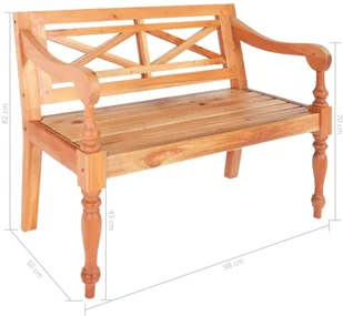 vidaXL Ławka Batavia, lity mahoń, 98 x 50 x 82 cm, jasnobrązowa - Ławki ogrodowe - miniaturka - grafika 9