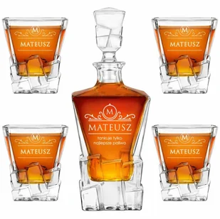 Murrano Karafka Ice Blink i 4 szklanki z grawerem dla konesera whisky KARIB_4xSZIB-036 - Karafki - miniaturka - grafika 28