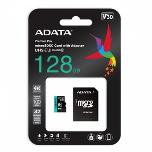 ADATA Premier Pro 128GB (AUSDX128GUI3V30SA2-RA1) - Karty pamięci ADATA Premier Pro 128GB (AUSDX128GUI3V30SA2-RA1) - Karty pamięci - miniaturka - grafika 2