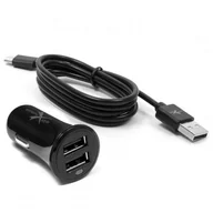 Ładowarki samochodowe - Extreme Ładowarka samochodowa do telefonu 2 x USB 3.1A + kabel micro USB - NCC312U+CM ŁAD521 - miniaturka - grafika 1