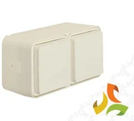 Gniazdka elektryczne - Hager BERKER W.1 Gniazdo 2 podwójne z uziemieniem z pokrywą poziome 4 wejścia IP55 biały 6768823512 6768823512/HAG - miniaturka - grafika 1