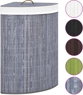 vidaXL Bambusowy kosz na pranie, narożny, szary, 60 L vidaXL - Kosze na bieliznę - miniaturka - grafika 2