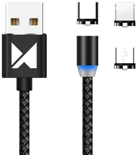 Wozinsky Magnetyczny kabel przewód USB / micro USB / USB Typ C / Lightning 1m z diodą LED czarny WMC-01 - Kable USB - miniaturka - grafika 2