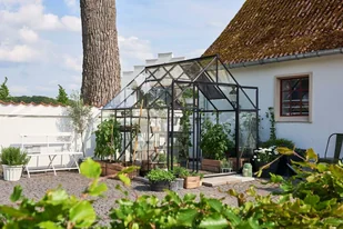 Halls szklarnia ogrodowa Qube+ 88 6,8 m2 2,61 x 2,61 m) czarna + baza SZKŁO HARTOWANE Qube+ 88 - Szklarnie ogrodowe - miniaturka - grafika 8