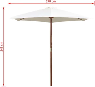 vidaXL Parasol ogrodowy, 270x270 cm, drewniany, kremowy vidaXL - Parasole ogrodowe - miniaturka - grafika 6