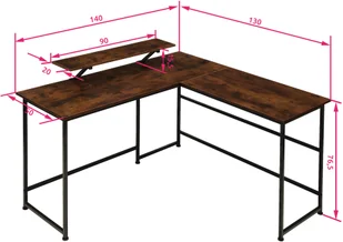 tectake Biurko narożna Melrose - industrialny ciemny 404229 - Biurka - miniaturka - grafika 6