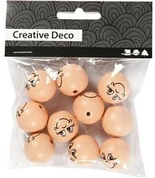 Creativ Company A/S Główki z drewna, 10 sztuk - Zabawki kreatywne - miniaturka - grafika 2