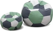 Pufy i podnóżki - Pufa piłka XXXL worek + biało-szaro-miętowa - miniaturka - grafika 1