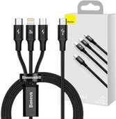 Kable USB - Baseus Kabel 3w1 Rapid Series USB-C do micro USB Lightning USB-C PD 20W 1.5m Czarny CAMLT-SC01 - miniaturka - grafika 1