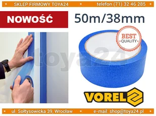 Vorel Taśma maskująca niebieska 50m/38mm 75124 VOREL 75124 - Taśmy klejące - miniaturka - grafika 3