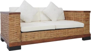 vidaXL 2-cz. zestaw wypoczynkowy, poduszki, brązowy, naturalny rattan 3+2 - Komplety wypoczynkowe - miniaturka - grafika 3