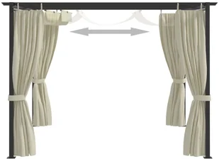 vidaXL Altana ogrodowa z zasłonami, 3 x 3 m, kremowa, stal - Altany ogrodowe - miniaturka - grafika 6