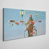 Obrazy i zdjęcia - PL Coloray Obraz na Płótnie Malarstwo Kobiety Rower Mgła 100x50cm - miniaturka - grafika 1