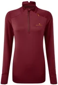 Bluzy sportowe damskie - RONHILL RONHILL Bluza biegowa damska TECH PRISM 1/2 ZIP TEE bordowa - miniaturka - grafika 1