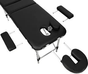 tectake 3-strefowy stół do masażu z 5 cm wyściółką i aluminiową ramą - czarny 401045 - Stoły i łóżka do masażu - miniaturka - grafika 4