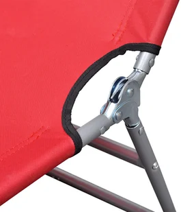 vidaXL vidaXL Składany leżak z zagłówkiem i regulowanym oparciem czerwony - Leżaki ogrodowe - miniaturka - grafika 5