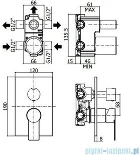 Paffoni Tango Bateria podtynkowa z przełącznikiem chrom TA019CR | - Baterie umywalkowe - miniaturka - grafika 2