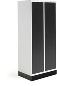 Meble do szkół i przedszkoli - AJ Produkty Szafka do szatni ROZ, 2 moduły, 2 drzwi, 1740x800x550 mm, czarny, z podstawą - miniaturka - grafika 1