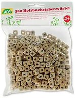 Zabawki kreatywne - Lena 32005 zestaw do majsterkowania, kostki z drewna, 300 koralików w kształcie kostki z literami, drewniane koraliki dla dzieci od 3 lat, zestaw koralików do samodzielnego wykonania biżuterii z pereł 32005 - miniaturka - grafika 1