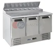 Szafy i witryny chłodnicze - Hendi Stół chłodniczy sałatkowy z nadstawą 3-drzwiowy 1365x700x990 h 236239 236239 - miniaturka - grafika 1