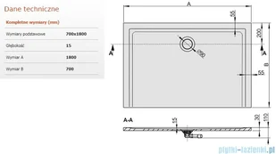 Sanplast Brodzik B-M/SPACE 70x180x1,5 biew-Pro biały - Brodziki prysznicowe - miniaturka - grafika 3
