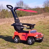 Pojazdy elektryczne dla dzieci - Super-Toys JEŹDZIK PCHACZ ODPYCHACZ POJAZD NA AKUMULATOR JEEP RUBICON MIĘKKIE KOŁA DASZEK DŹWIĘKI/DKP03HV DK-P03HV-PLASTIK-CZERWONY - miniaturka - grafika 1