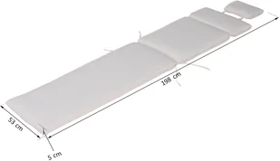 Outsunny POKROWIEC NA LEŻAK OGRODOWY Z ZAGŁÓWKIEM kremowo-biały - Poduszki ogrodowe - miniaturka - grafika 2