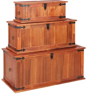 vidaXL Skrzynie, 3 szt., lite drewno akacjowe - Inne meble do salonu - miniaturka - grafika 17