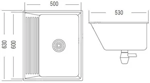 Kuchinox Eko Gospodarczy zlewozmywak stalowy jednokomorowy bez ociekacza 53x63 cm satynowy SKE090A - Zlewozmywaki Kuchinox Eko Gospodarczy zlewozmywak stalowy jednokomorowy bez ociekacza 53x63 cm satynowy SKE090A - Zlewozmywaki - miniaturka - grafika 1