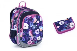 Topgal Niebieski plecak ze wzorem ptaków i kwiatów ELLY 21004 G - Plecaki szkolne i tornistry - miniaturka - grafika 3