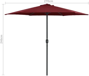 vidaXL Parasol ogrodowy na słupku aluminiowym, 270x246 cm, bordowy 47348 - Parasole ogrodowe - miniaturka - grafika 8