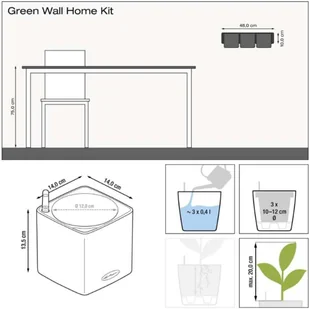 Lechuza Donice Green Wall Home Kit, 3 szt., błyszczący antracytowy - Donice - miniaturka - grafika 7