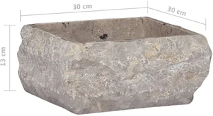 vidaXL Lumarko Umywalka, szara, 30x 30 x 13 cm, marmurowa! 149176 - Umywalki - miniaturka - grafika 6