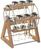 Pojemniki na przyprawy - Secret de Gourmet Stojak na przyprawy bambusowy obracany marki Secret de Gourmet z piętnastoma pojemnikami ze szkła | B076PMYHB3 - miniaturka - grafika 1