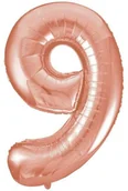 Balony i akcesoria - Unique Balon foliowy cyfra 9, 34", UNIQUE, szampańska U55879 - miniaturka - grafika 1