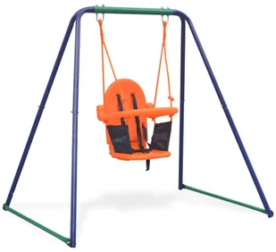 vidaXL Huśtawka pojedyncza i kubełkowa, zestaw 2w1, pomarańcz - Place zabaw - miniaturka - grafika 5