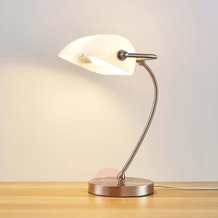 Lampenwelt COM Lampa bankierska Selea z białym szklanym kloszem - Lampy stojące - miniaturka - grafika 5