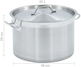vidaXL Garnek, 32 L, 40 x 26 cm, stal nierdzewna - Garnki - miniaturka - grafika 7
