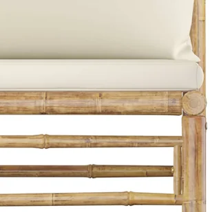 VidaXL Ogrodowa sofa środkowa, śmietankowe poduszki, bambus 313146 - Sofy ogrodowe - miniaturka - grafika 6