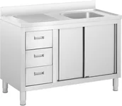 Meble gastronomiczne - Royal Catering Szafka ze zlewem 1 komora stal nierdzewna 400 x 400 x 300 mm RC-IKS08 - miniaturka - grafika 1