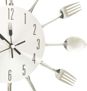 VidaXL Lumarko Zegar ścienny z łyżek i widelców, srebrny, 31 cm, aluminium 325162 VidaXL - Zegary - miniaturka - grafika 6