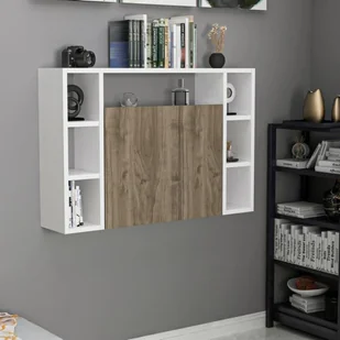 Homemania Składane biurko ścienne Omega, 90x19,5x60 cm, biel i orzech Homemania - Biurka - miniaturka - grafika 8