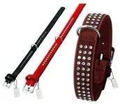 Smycze dla psów - dr Seidla Buffalo wykonane ze skóry z kamieniami strasu w 6 kolorach i 12 rozmiarach (od 18 cm do 65 cm), czarny - miniaturka - grafika 1