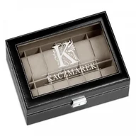 Pudełka i szkatułki - Murrano Szkatułka Kuferek na Zegarki GRAWER Monogram SZKT-ZG-A-010 - miniaturka - grafika 1