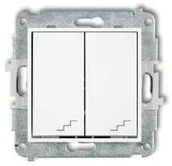 Wyłączniki światła i elektryczne - Karlik Łącznik podwójny schodowy Mini MWP-33.1 dwa klawisze bez piktogramów biały - miniaturka - grafika 1