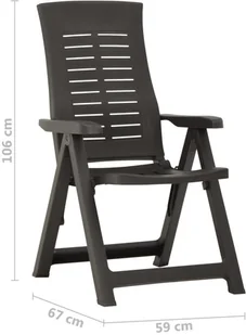 vidaXL Rozkładane krzesła do ogrodu, 2 szt., plastikowe, antracytowe! 315831 - Fotele i krzesła ogrodowe - miniaturka - grafika 9