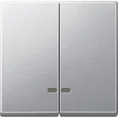 Wyłączniki światła i elektryczne - Merten meg3420 0460 podwójne przełącznik kołyskowy z okienko kontrolne, aluminium, system M - miniaturka - grafika 1