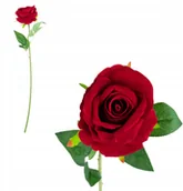 Sztuczne kwiaty - Róża Pojedyńcza Welurowa Jak Żywa Sztuczna Bordo - miniaturka - grafika 1