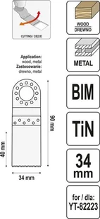 YATO BRZESZCZOT BIM-TIN DŁ 90MM SZER 34MM DLA YT-82223 500W - Brzeszczoty - miniaturka - grafika 4